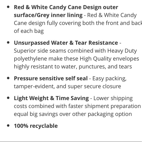 Candy cane designer poly mailers 10X13 - Picture 5 of 5